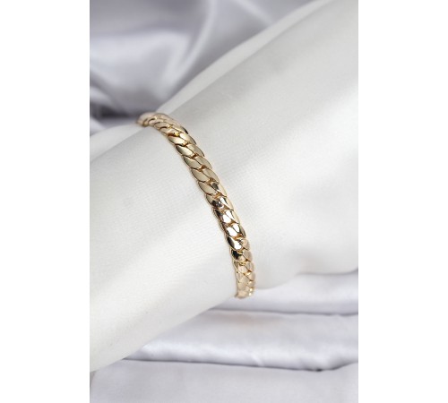 14K Gold Renk Kaplama Ezme Zincir Model Kadın Bileklik