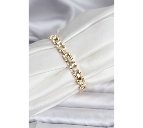 14K Gold Renk Kaplama Zirkon Taşlı CM Kadın Bileklik