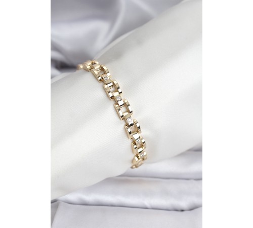 14K Gold Renk Kaplama Zirkon Taşlı CM Kadın Bileklik