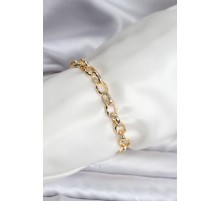 14K Gold Renk Kaplama Lazerli Zincir Model CM Kadın Bileklik