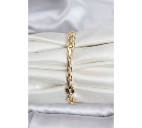 14K Gold Renk Kaplama Zirkon Taşlı Model CM Kadın Bileklik