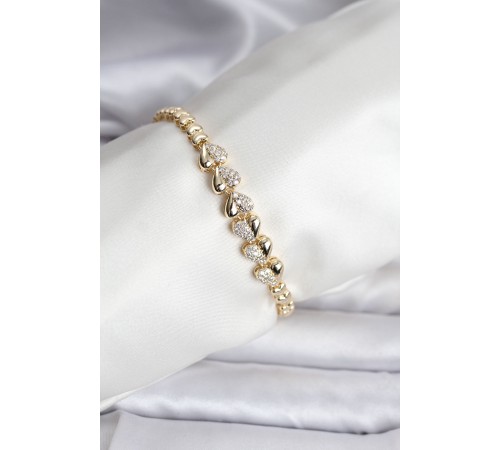 14K Gold Renk Kaplama Kalp Model CM Kadın Bileklik