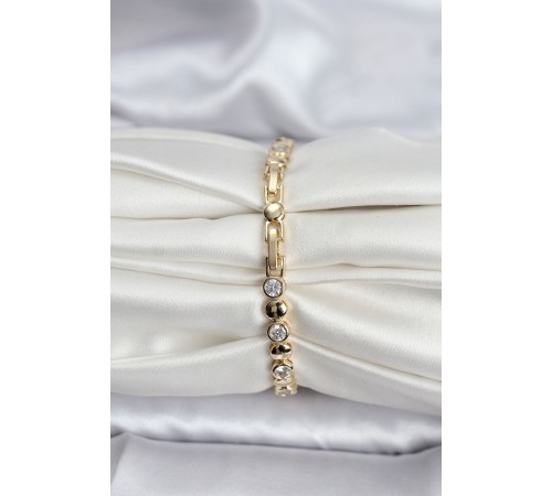 14K Gold Renk Kaplama Zirkon Taşlı CM Kadın Bileklik