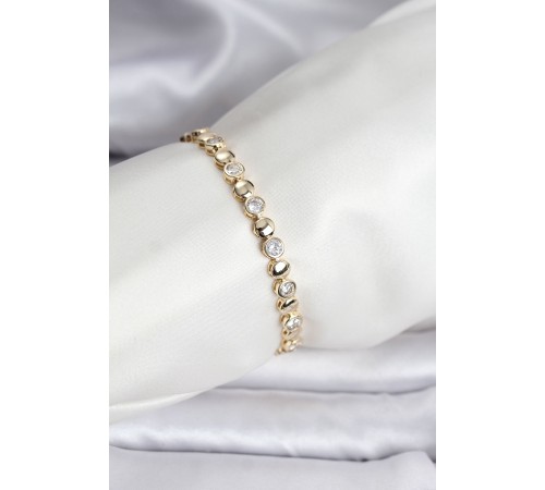 14K Gold Renk Kaplama Zirkon Taşlı CM Kadın Bileklik