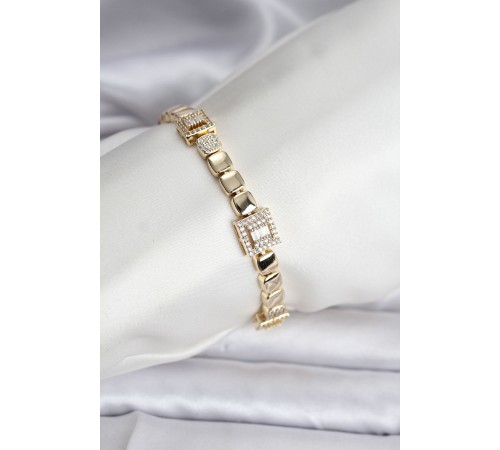 14K Gold Renk Kaplama Zirkon Taşlı CM Kadın Bileklik
