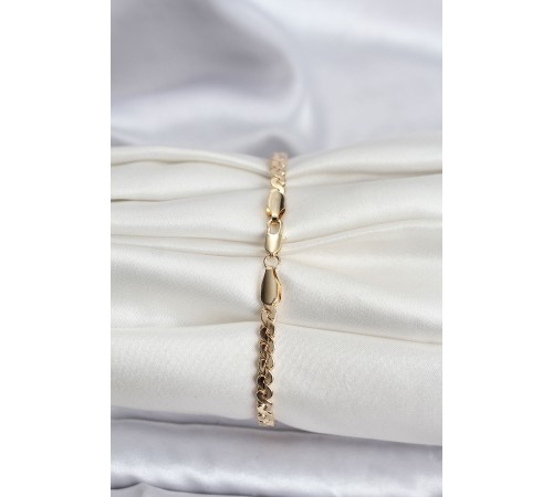 14K Gold Renk Kaplama Ezme Yılan Zincir Model CM Kadın Bileklik