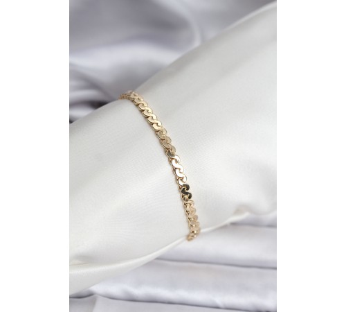 14K Gold Renk Kaplama Ezme Yılan Zincir Model CM Kadın Bileklik