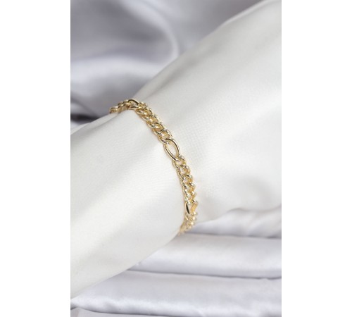 14K Gold Renk Kaplama Lazerli Zincir Model CM Kadın Bileklik