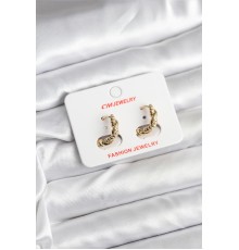 14K Gold Renk Kaplama Burgu Model CM Kadın Küpe