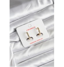 14K Gold Renk Kaplama Zirkon Taşlı Halka Model CM Kadın Küpe