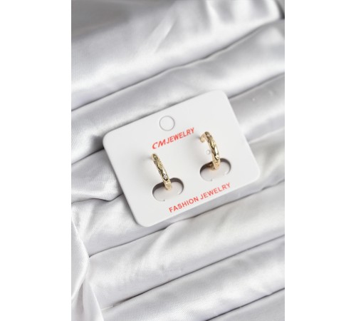 14K Gold Renk Kaplama Zirkon Taşlı Halka Model CM Kadın Küpe