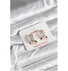 14K Gold Renk Kaplama Zirkon Taşlı CM Kadın Küpe