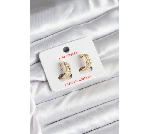 14K Gold Renk Kaplama Lazer Halka CM Kadın Küpe