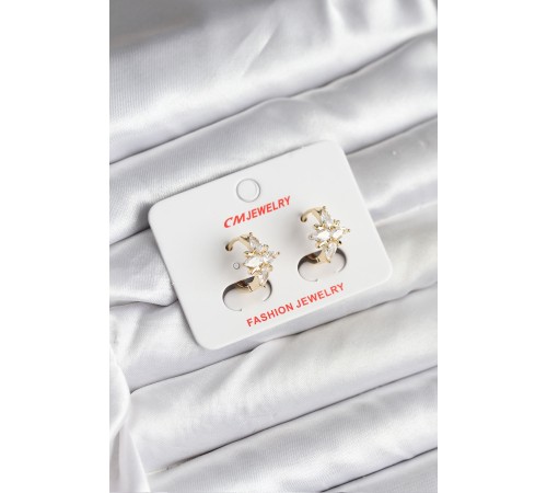 14K Gold Renk Kaplama Kutup Yıldız Zirkon Taşlı CM Kadın Küpe