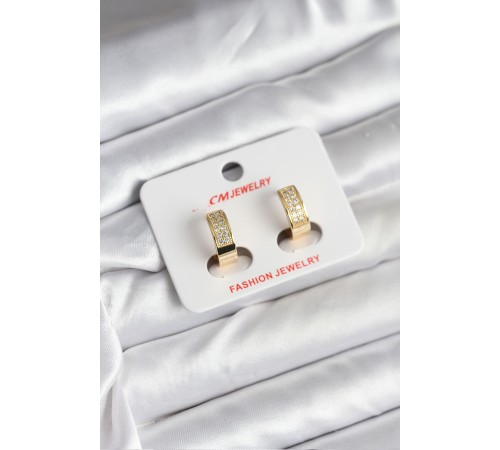 14K Gold Renk Kaplama Zirkon Taşlı Halka CM Kadın Küpe