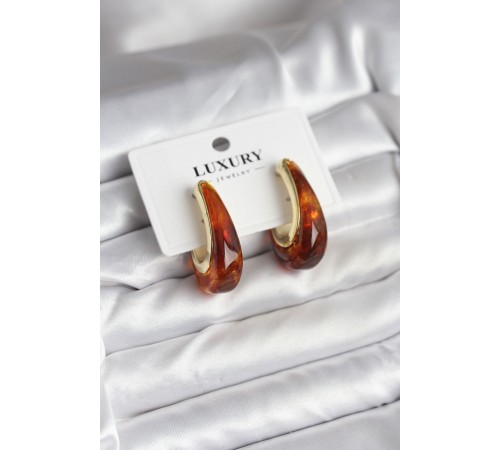 Pirinç Gold Renk Kahverengi Vintage Kadın Küpe