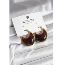Pirinç Gold Kahverengi Renk Vintage Kadın Küpe