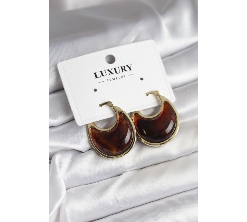 Pirinç Gold Kahverengi Renk Vintage Kadın Küpe