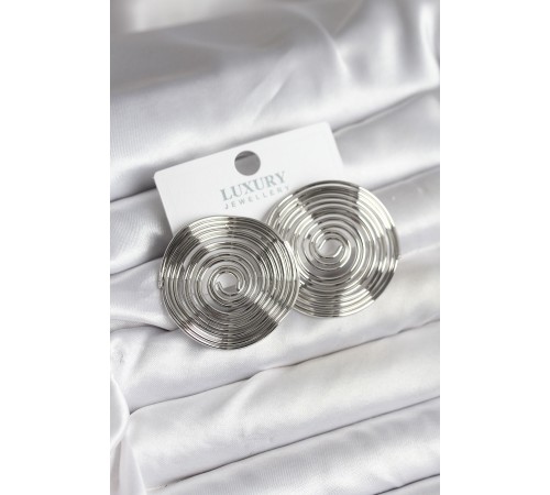 Pirinç Gümüş Renk Circle Model Kadın Küpe