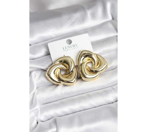 Pirinç Gold Renk Geometrik Vintage Kadın Küpe