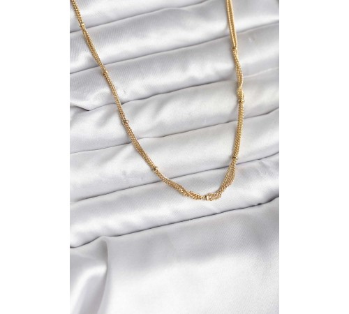 14K Gold Renk Kaplama Topçuk Zincirli Model CM Kadın Kolye