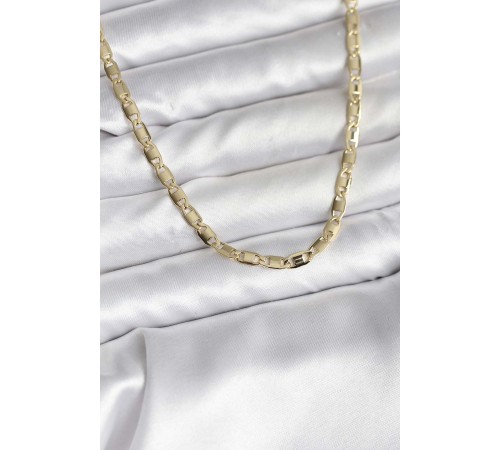 14K Gold Renk Kaplama Plaka Ezme Model Zincirli CM Kadın Kolye