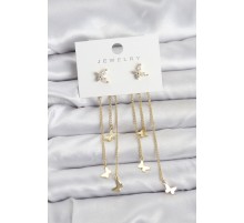 Kelebek Model Gold Renk Pirinç Sallantılı Kadın Küpe