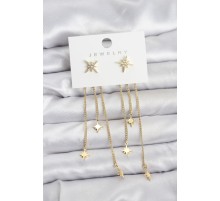Kutup Yıldızı Model Gold Renk Pirinç Sallantılı Kadın Küpe