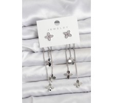 Lotus Model Gümüş Renk Pirinç Sallantılı Kadın Küpe