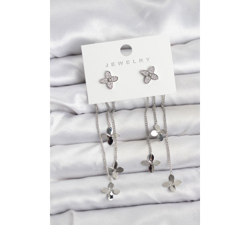 Lotus Model Gümüş Renk Pirinç Sallantılı Kadın Küpe