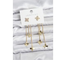 Lotus Model Gold Renk Pirinç Sallantılı Kadın Küpe