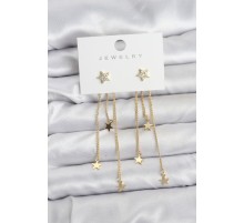 Yıldız Model Gold Renk Pirinç Sallantılı Kadın Küpe