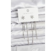 Çiçek Model Gümüş Pirinç Sallantılı Kadın Küpe