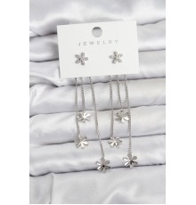 Papatya Model Gümüş Renk Pirinç Sallantılı Kadın Küpe