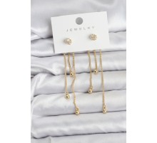 Topçuk Model Gold Renk Pirinç Sallantılı Kadın Küpe Seti