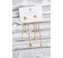 Kalp Model Gold Renk Pirinç Sallantılı Kadın Küpe
