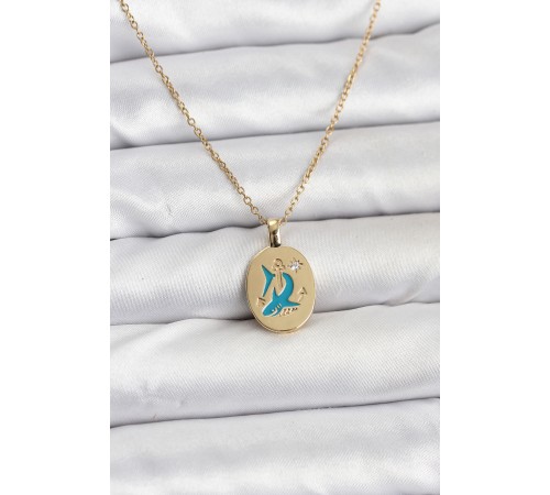 316L Çelik Zincir Gold Renk Shark Figür Kadın Kolye