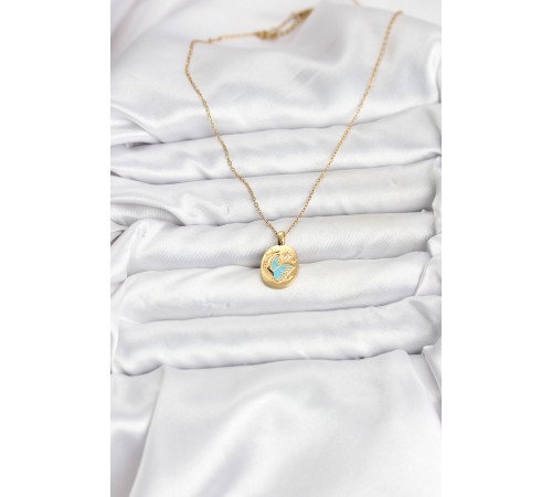 316L Çelik Zincir Gold Renk Kelebek Figür Kadın Kolye