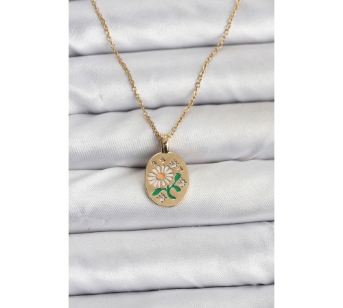 316L Çelik Zincir Papatya Figürlü Kadın Kolye