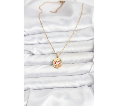 316L Çelik Zincir Gold Renk Kalp Figürlü Kadın Kolye
