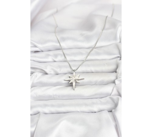316L Çelik Zincir Gümüş Renk Kutup Yıldızı Model 60 cm Zincir Kadın Kolye