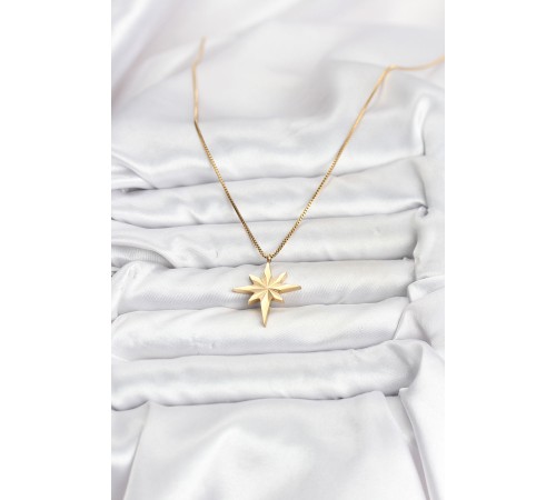 316L Çelik Zincir Gold Renk Kutup Yıldızı Model 60 cm Zincir Kadın Kolye
