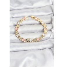 Lotus Model Pirinç Gold ve Pembe Renk Kadın Bileklik