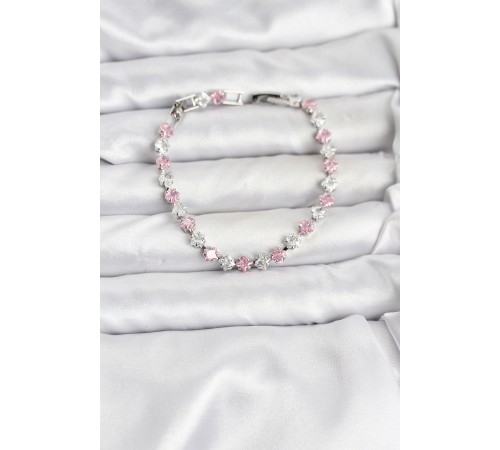 Kare Zirkon Taşlı Gümüş Renk Kadın Bileklik