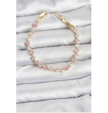 Kare Zirkon Taşlı Gold Renk Kadın Bileklik