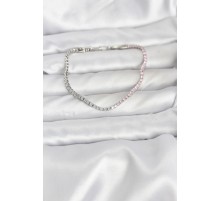 Pembe ve Beyaz Zirkon Taşlı Gümüş Renk Su Yolu Kadın Bileklik