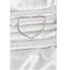 Pembe ve Beyaz Zirkon Taşlı Gümüş Renk Su Yolu Kadın Bileklik