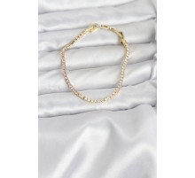 Pembe ve Beyaz Zirkon Taşlı Gold Renk Su Yolu Kadın Bileklik