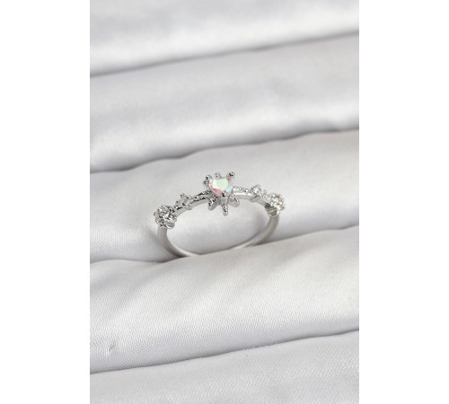 Gümüş Renk Pirinç Yıldız Model Kadın Yüzük