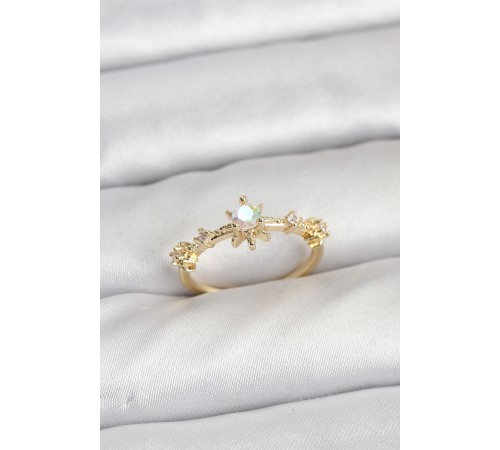 Gold Renk Pirinç Yıldız Model Kadın Yüzük